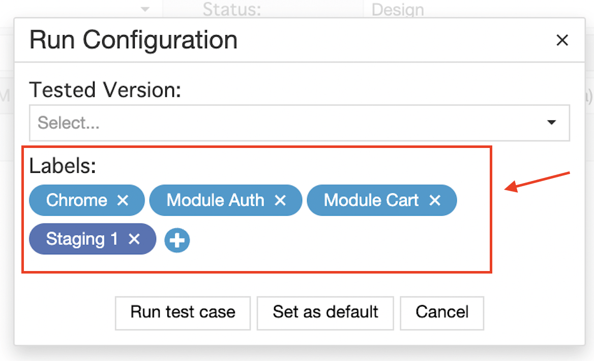 labels in test management tool aqua