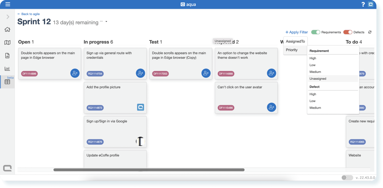 Improvements to the sprint board and backlog