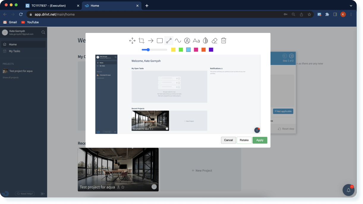 Screenshot annotation in the aqua Test Recorder Chrome extension