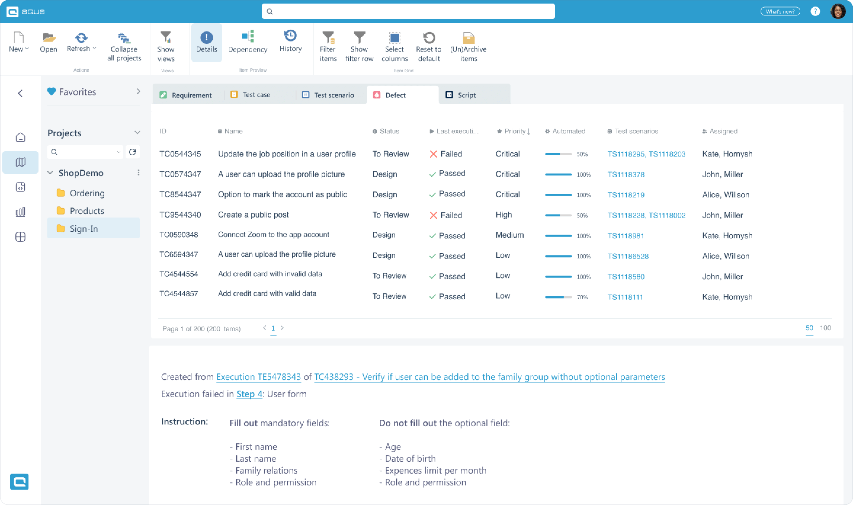 aqua test case management tool